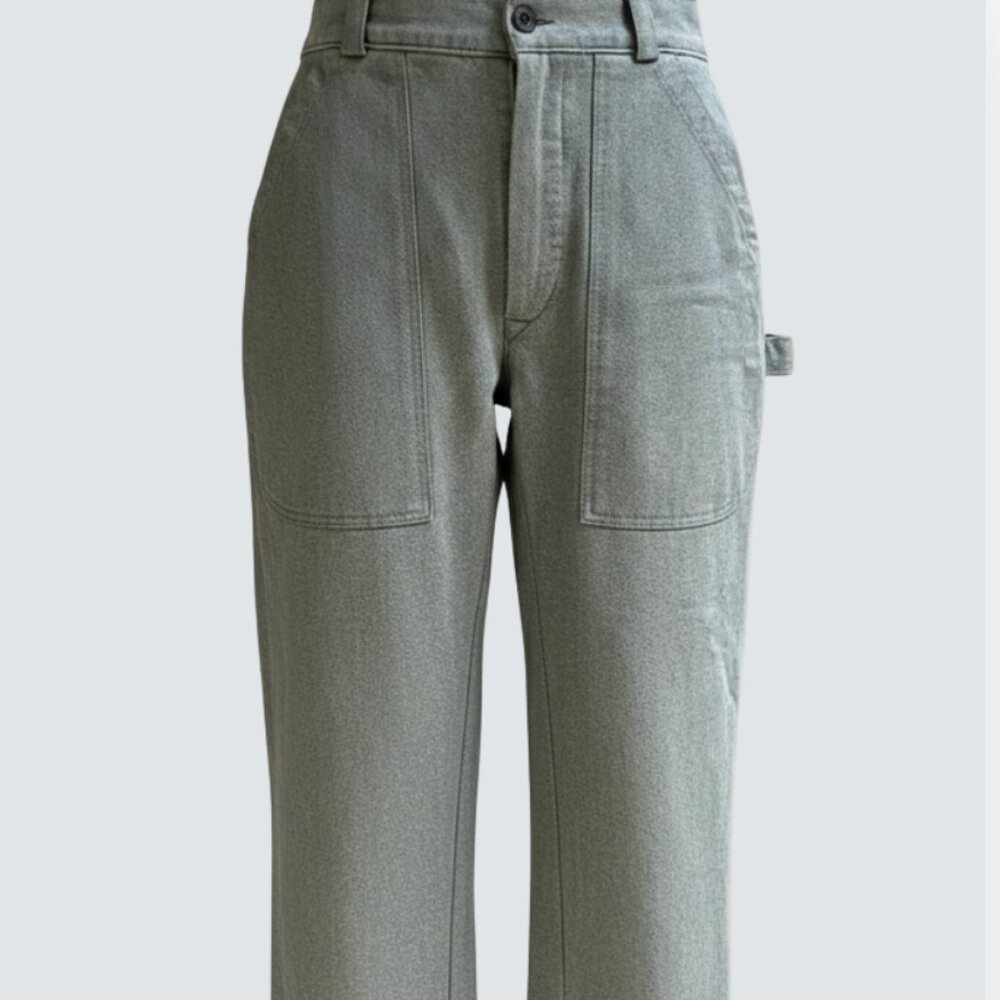 Vintage Style High Waisted Olive Green Military Fatigue Style Pants - M/L